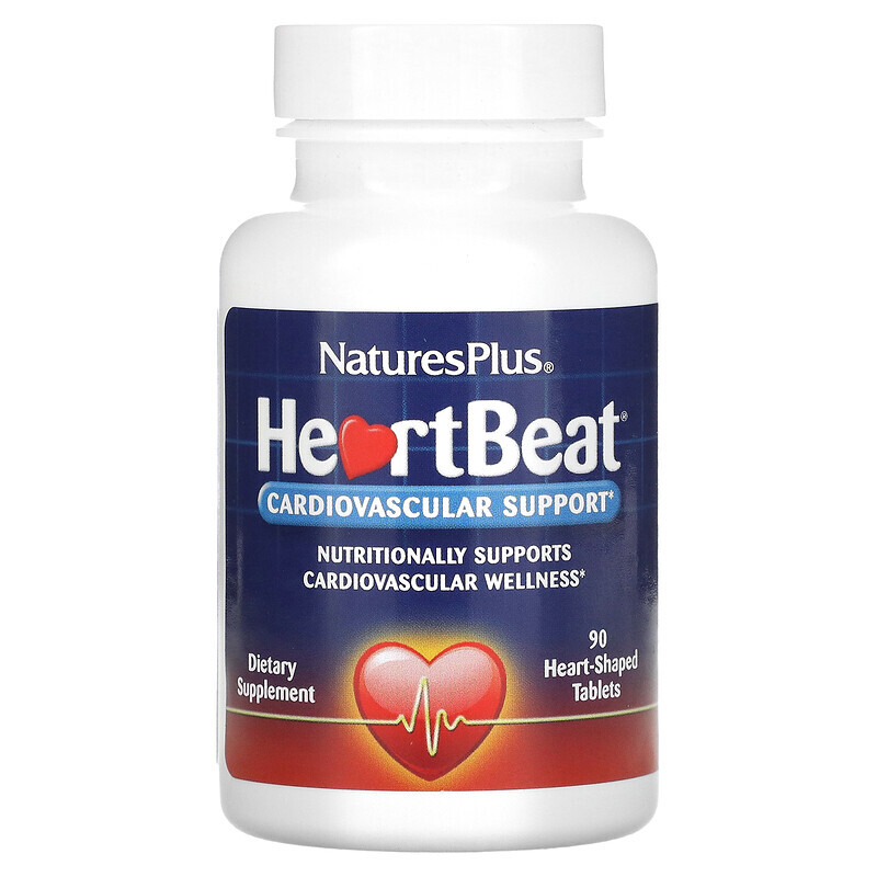 NaturesPlus, HeartBeat, поддержка сердечно-сосудистой системы, 90 таблеток в форме сердца