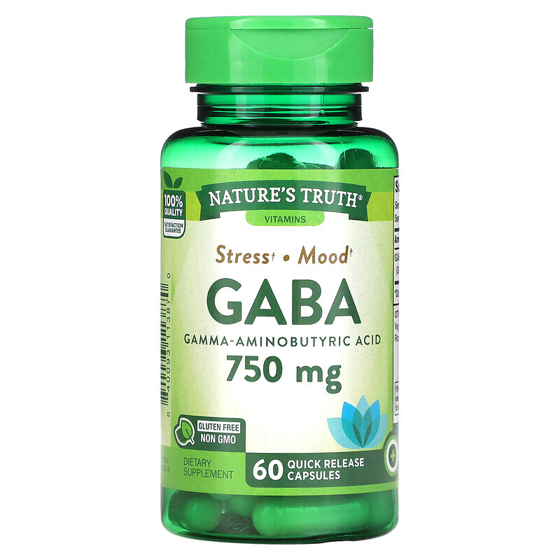   Well Be Nature's Truth, Gaba, Gamma Aminobutyric Acid, 750 mg, 60 Quick Release Capsules