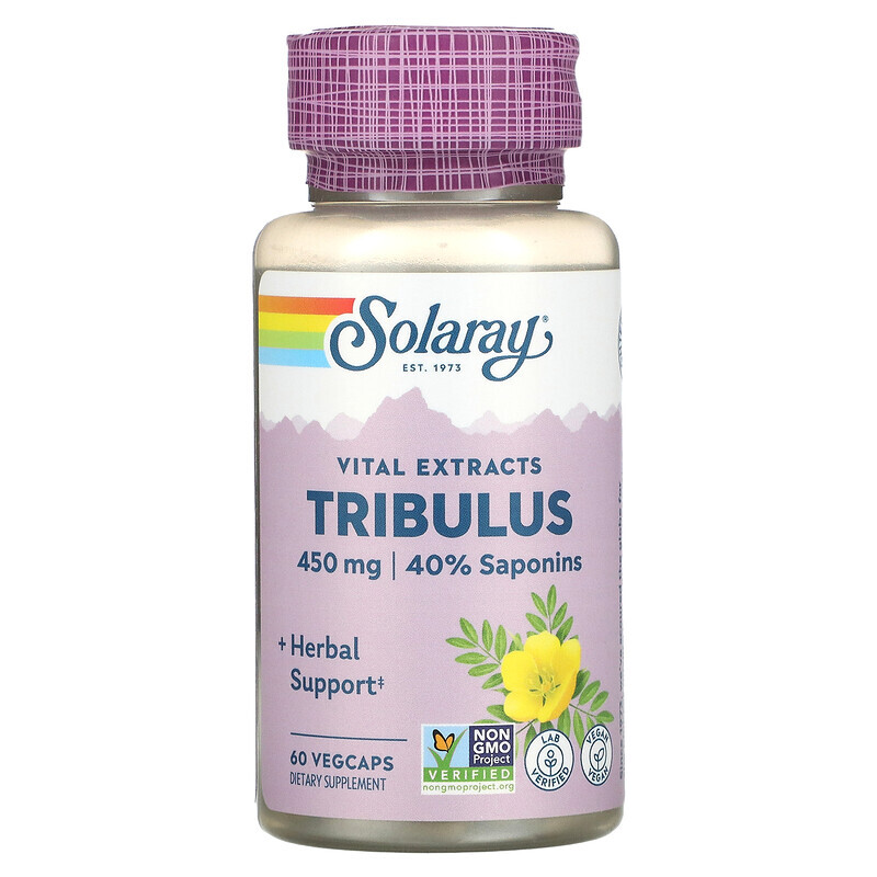 Solaray, экстракт ягод трибулуса (якорцов стелющихся), 450 мг, 60 вегетарианских капсул