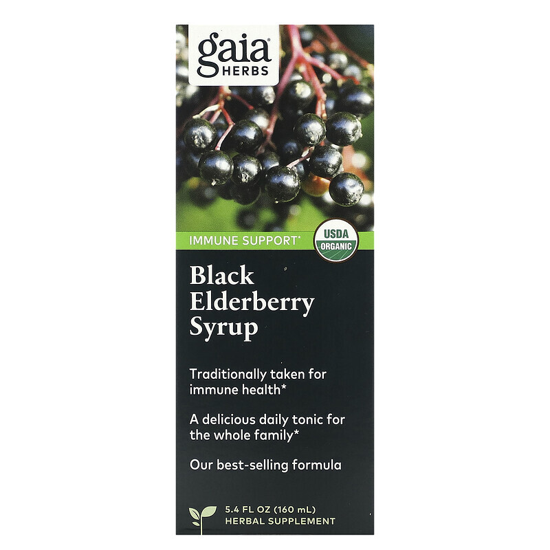 Бузина (Elderberry) Gaia Herbs, Сироп из черной бузины, 160 мл (5,4 жидк. унций)