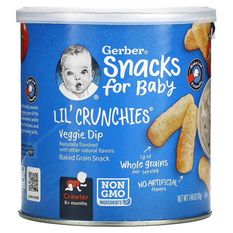 Gerber, Snacks for Baby, Lil' Crunchies, Baked Grain Snack, 8+ Months, Veggie Dip, 1.48 oz (42 g)