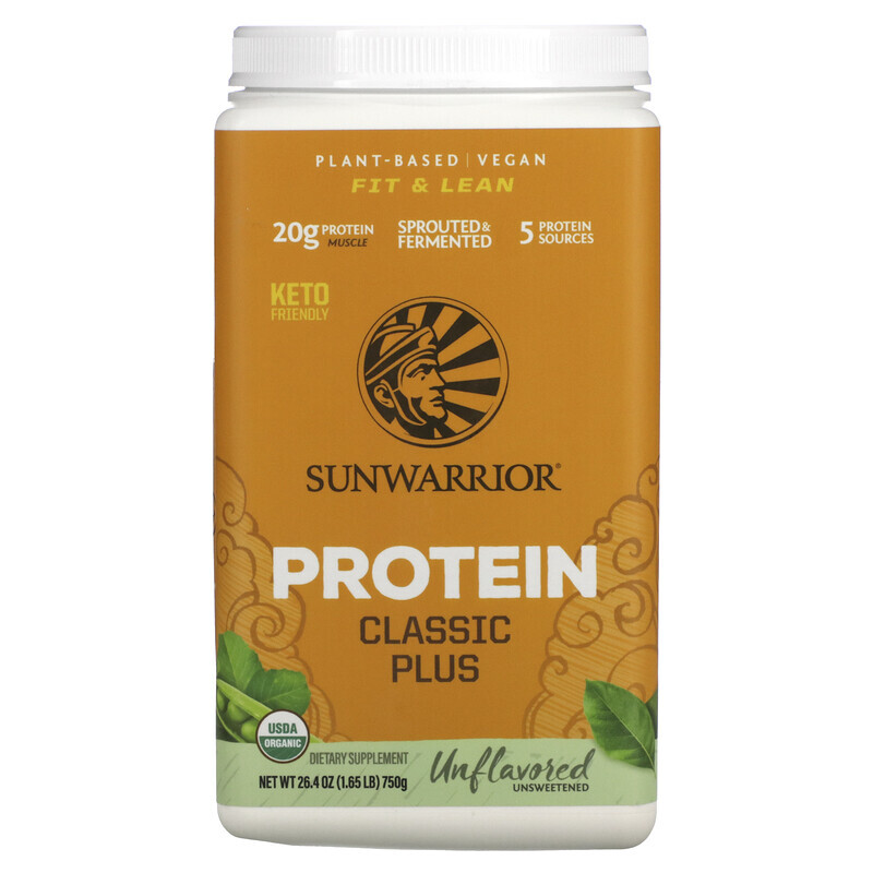 Sunwarrior, Protein Classic Plus, протеин на растительной основе, натуральный, 750 г (1,65 фунта)