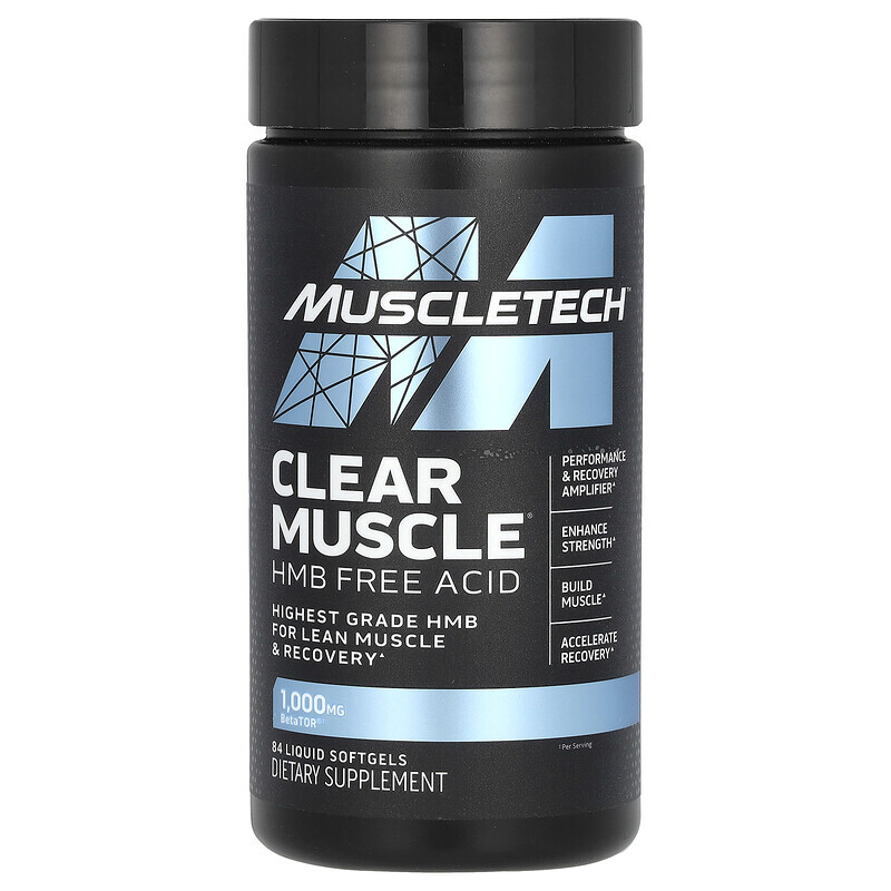 Muscletech, Clear Muscle, HMB-freie Säure, 84 flüssige Weichkapseln