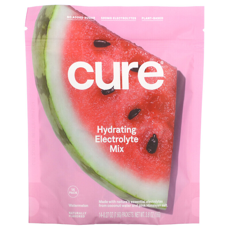 Cure Hydration, Hydrating Electrolyte Mix, Wassermelone, 14 Päckchen, je 7,6 g (0,27 oz.)