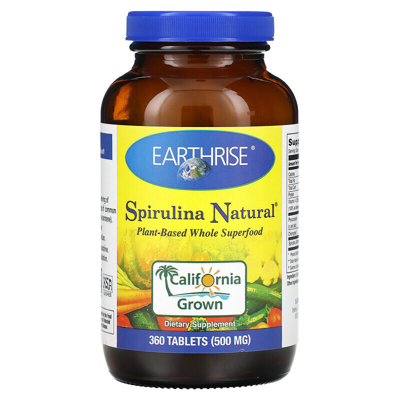 Earthrise, Spirulina Natural, добавка со спирулиной, 500 мг, 360 таблеток