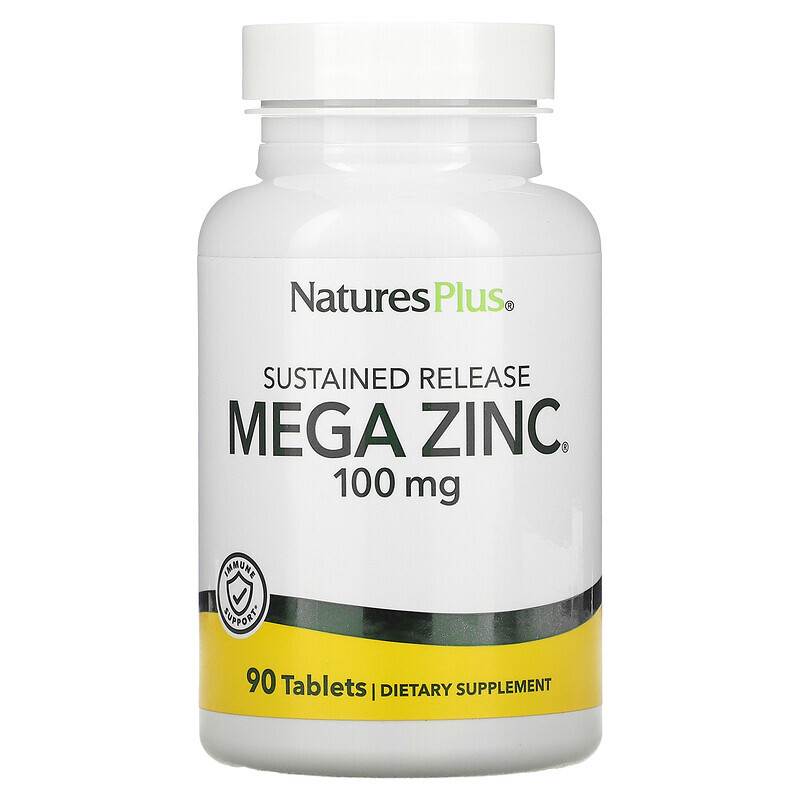   Well Be NaturesPlus, Mega Zinc, длительное высвобождение, 100 мг, 90 таблеток