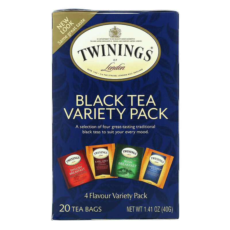 Twinings, черный чай, набор разных сортов, 20 чайных пакетиков, 40 г (1,41 унции)