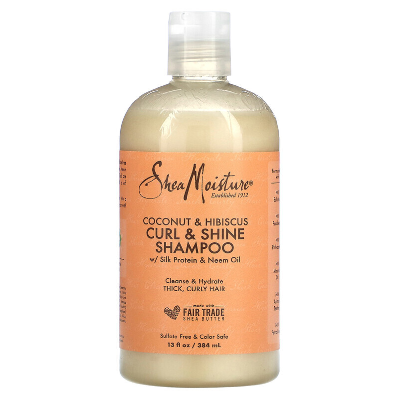 SheaMoisture, Curl & Shine, шампунь, кокос и гибискус, 384 мл (13 жидк. Унций)