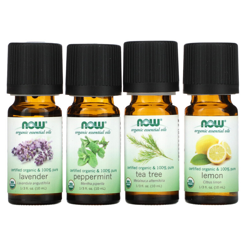 NOW Foods, Let It Be Organically, Organic Essential Oils Kit, 4 Bottles, 1/3 fl oz (10 ml) Each