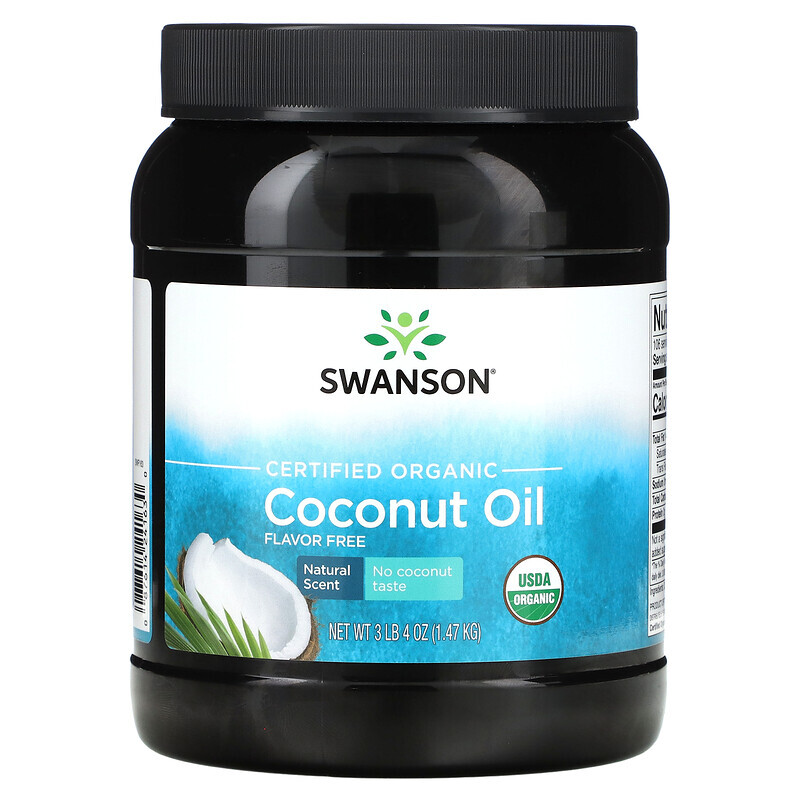 Биодобавки с кокосом  Well Be Swanson, Certified Organic Coconut Oil, Flavor Free, 3 lbs 4 oz (1.47 kg)