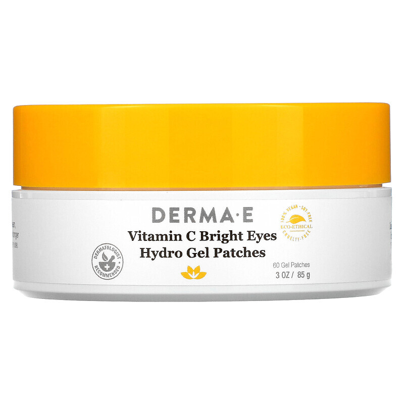 DERMA E, Bright Eyes, гидрогелевые патчи с витамином C, 60 патчей, 85 г (3 унции)