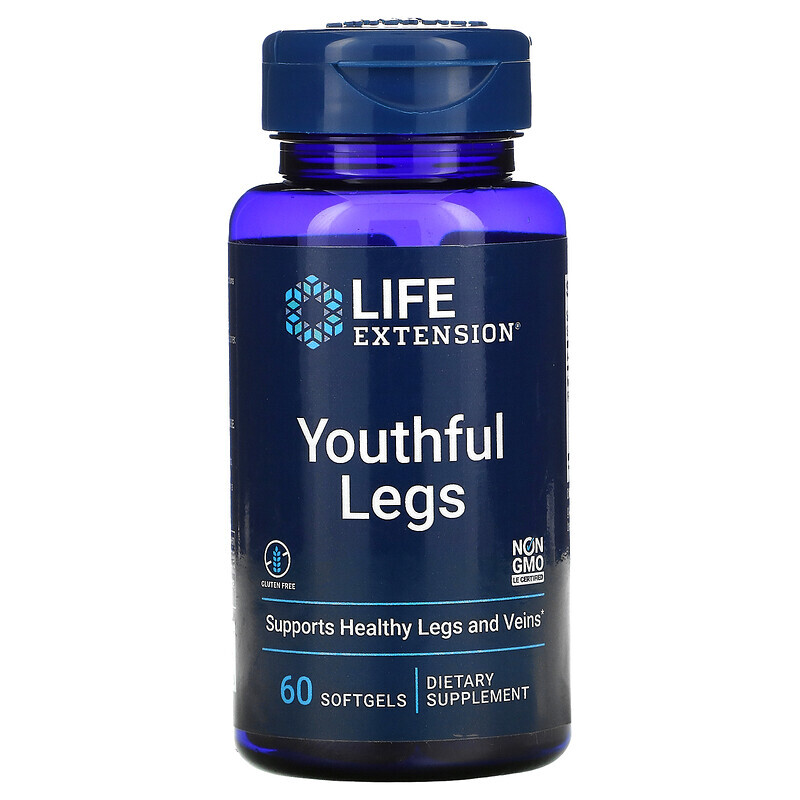   Well Be Life Extension, Youthful Legs, добавка для здоровья ног, 60 мягких таблеток