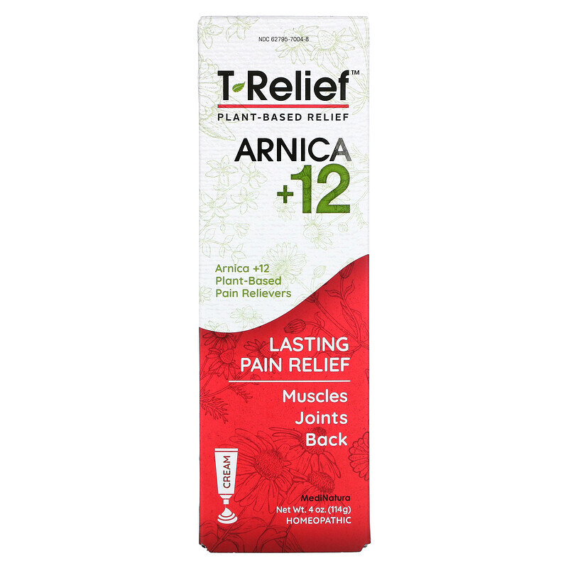 Натуральные препараты  Well Be MediNatura, T-Relief, Arnica +12, Plant-Based Relief Cream, 4 oz (114 g)