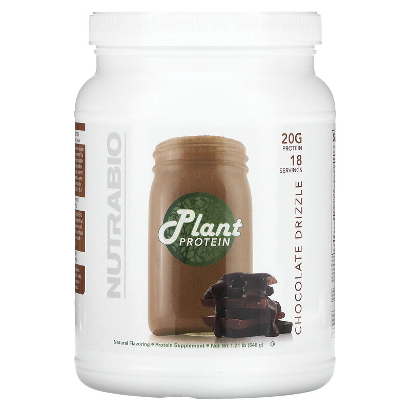 Растительный белок  Well Be Nutrabio Labs, Растительный протеин, шоколадная морось, 548 г (1,21 фунта)