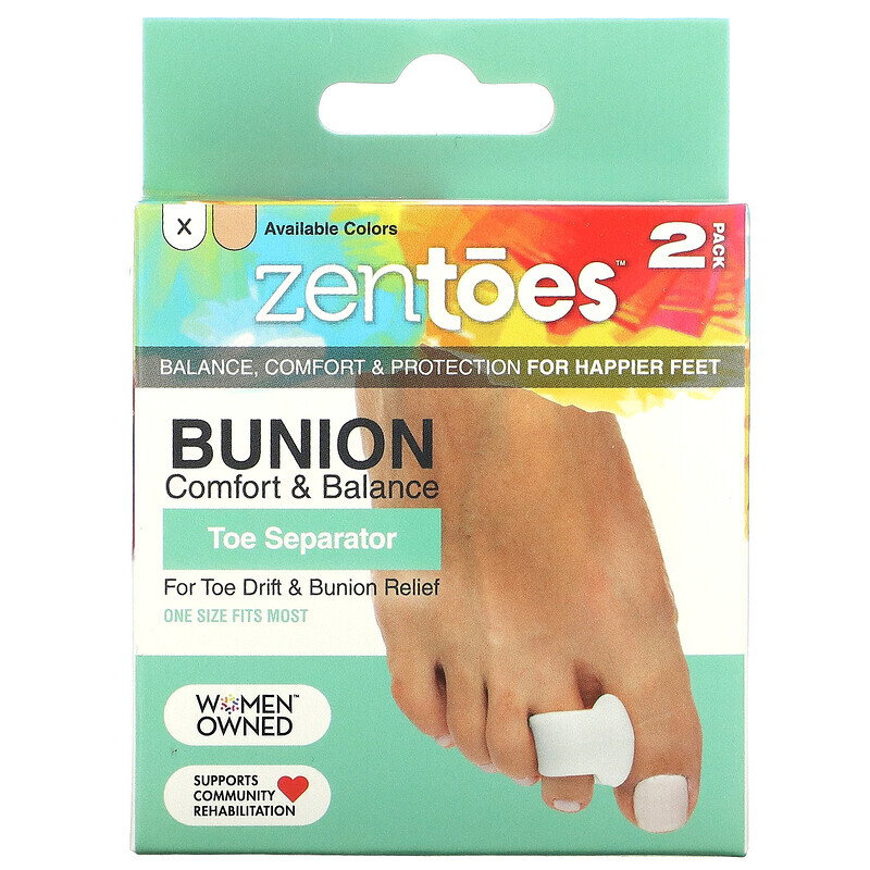 Уход за руками и ногами  Well Be ZenToes, Toe Separator, Bunion Comfort & Balance, универсальный размер, 2 шт. В упаковке