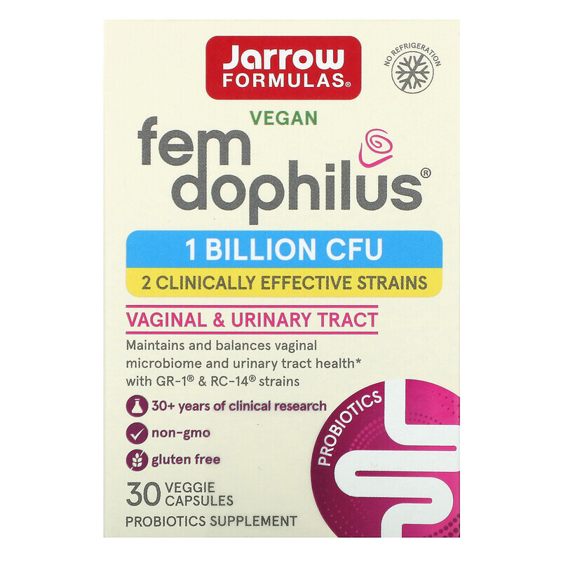 Jarrow Formulas, Fem Dophilus, пробиотики, 1 млрд КОЕ, 30 растительных капсул