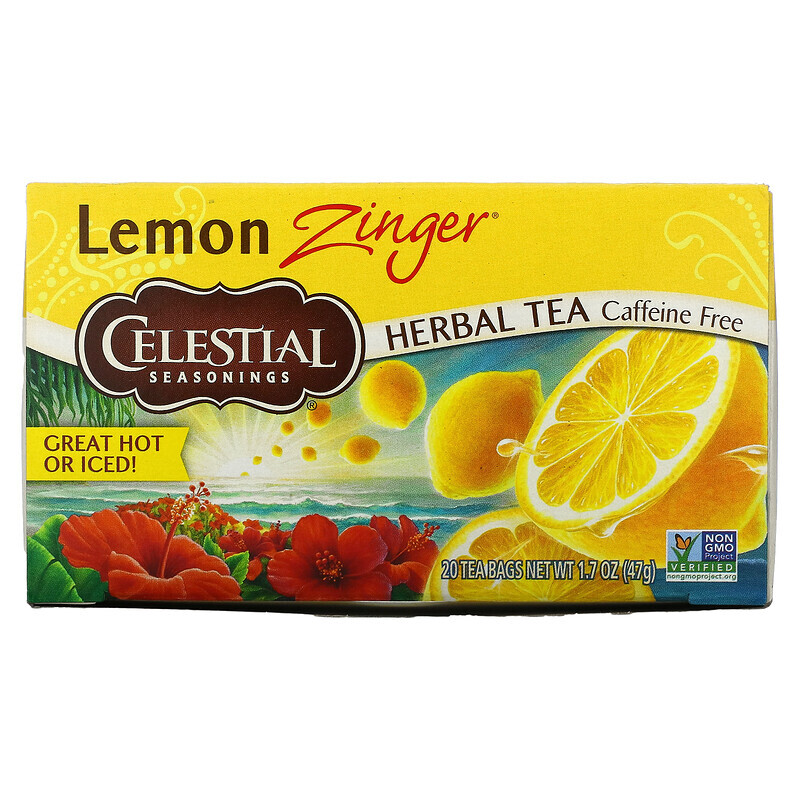 Celestial Seasonings, травяной чай, Lemon Zinger, без кофеина, 20 чайных пакетиков, 47 г (1,7 унции)