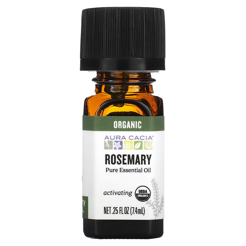 Aura Cacia, Pure Essential Oil, Organic Rosemary, 0.25 fl oz (7.4 ml)