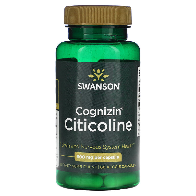 Swanson, Cognizin Citicoline, 500 мг, 60 растительных капсул