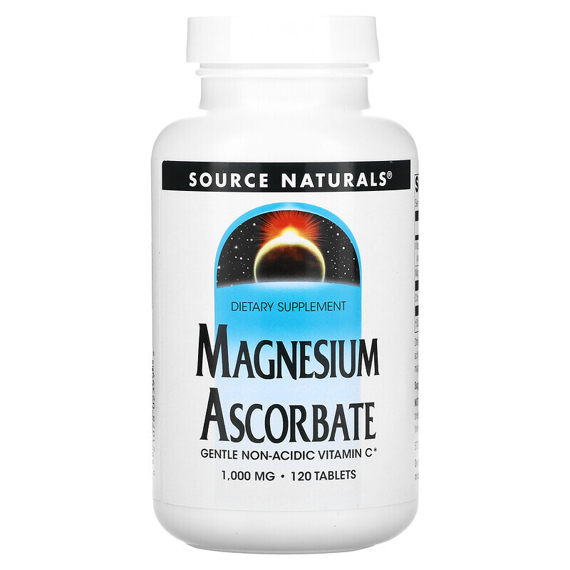 Поддержка деятельности мозга Source Naturals, Магния аскорбат, 1000 мг, 120 таблеток