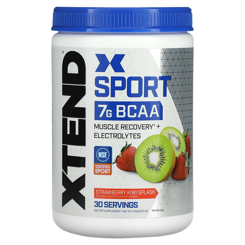 Xtend, Sport, 7 г аминокислот с разветвленной цепью (BCAA), со вкусом клубники и киви, 345 г (12,2 унции)