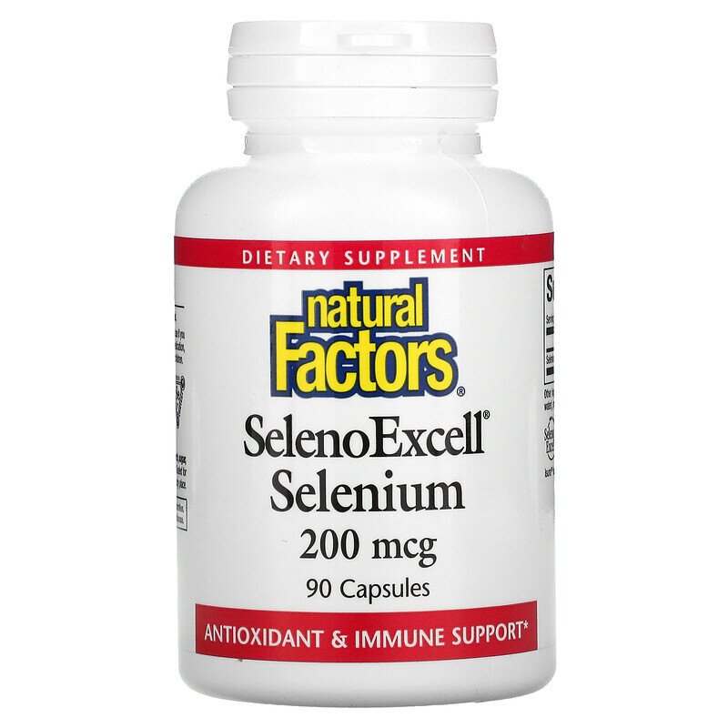 Natural Factors, SelenoExcell, селен, 200 мкг, 90 капсул