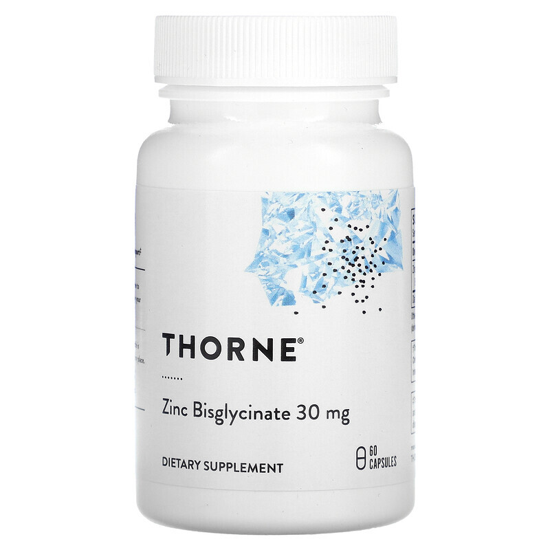   Well Be Thorne, бисглицинат цинка, 30 мг, 60 капсул