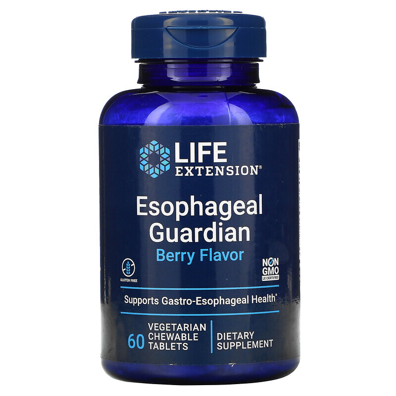   Well Be Life Extension, Esophageal Guardian, ягоды, 60 вегетарианских жевательных таблеток