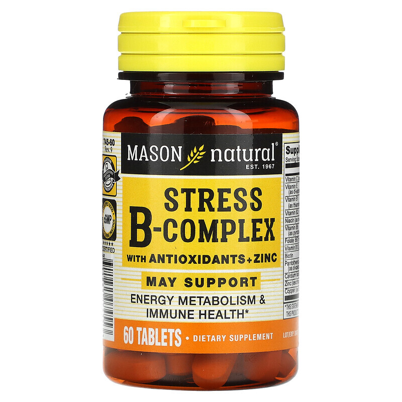  Mason Natural, Stress-B-Komplex mit Antioxidantien+Zink, 60 Tabletten