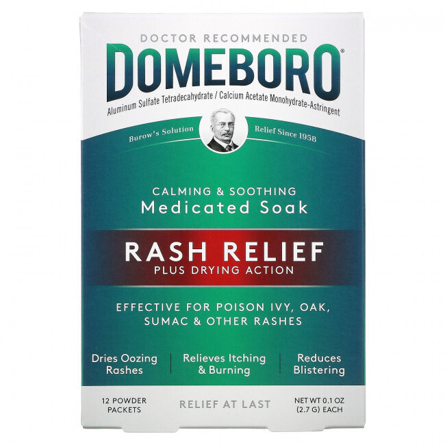 Domeboro, Medicated Soak, средство от сыпи, 12 пакетиков с порошком по 2,7 г (0,1 унции)