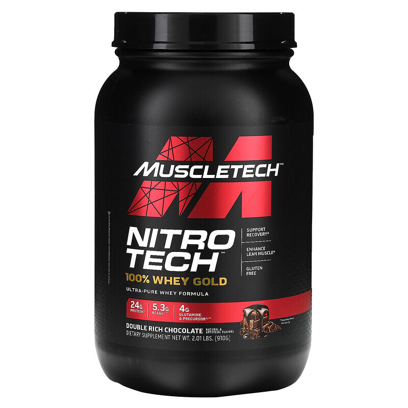 MuscleTech, Performance Series, Nitro Tech, 100% Whey Gold (100% сыворотка), двойной шоколад, 1,02 кг (2,24 фунта)