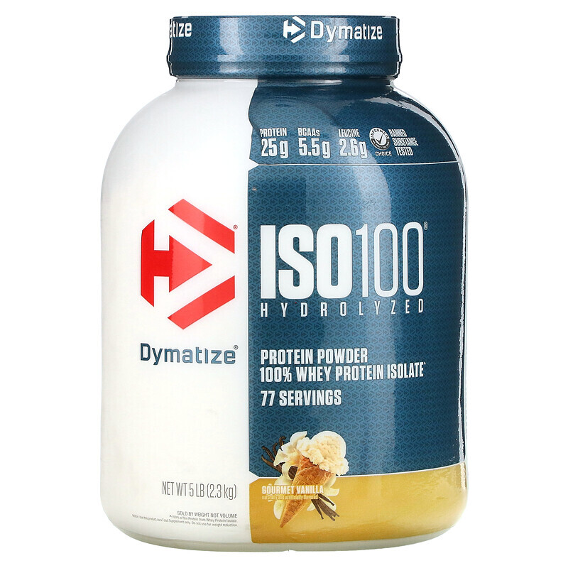 Сывороточный белок  Well Be Dymatize, ISO100 гидролизат, 100%-ный изолят сывороточного протеина, изысканная ваниль, 5 фунтов (2,3 кг)