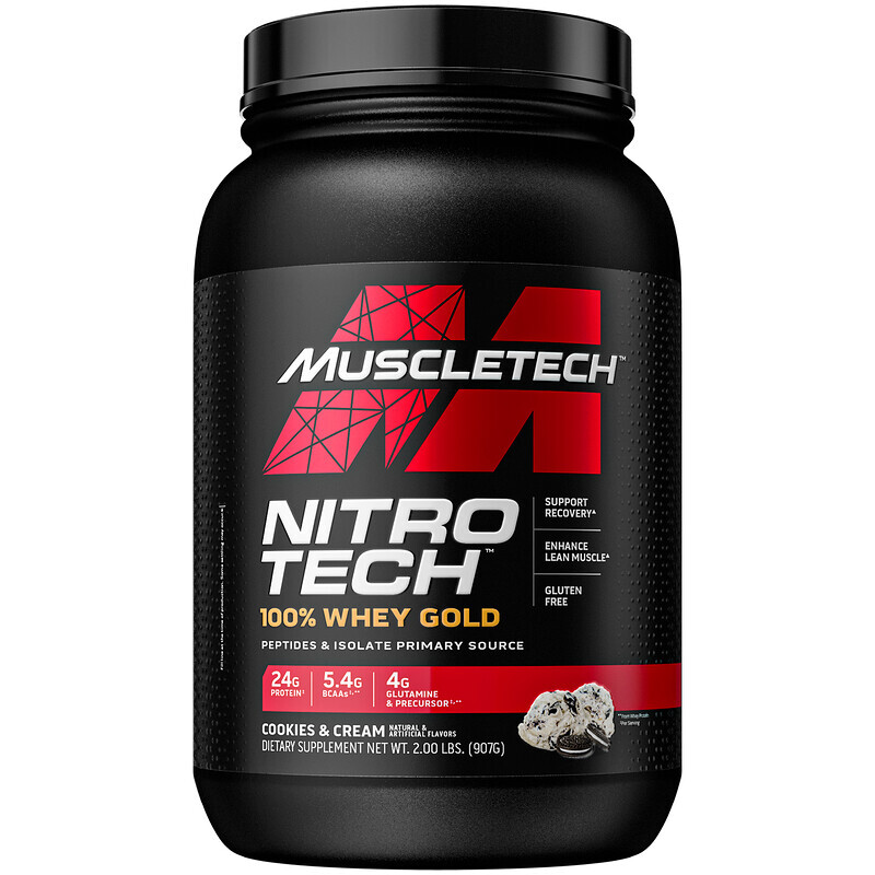 MuscleTech, Nitro Tech, 100% Whey Gold, сывороточный протеин, печенье с кремом, 1,00 кг (2,21 фунта)