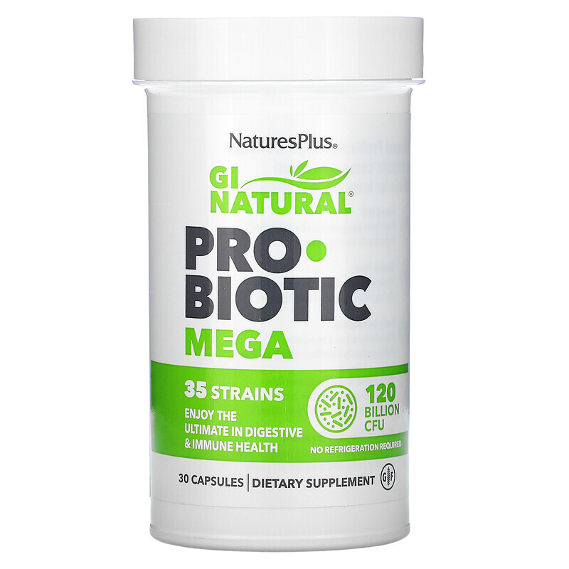 NaturesPlus, GI Natural Probiotic Mega, пробиотики, 120 млрд КОЕ, 30 капсул