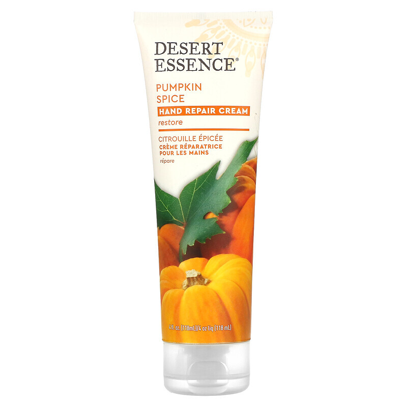 Уход за руками и ногами Desert Essence, Organics, восстанавливающий крем для рук, Pumpkin Spice, 4 жидких унции (118 мл)