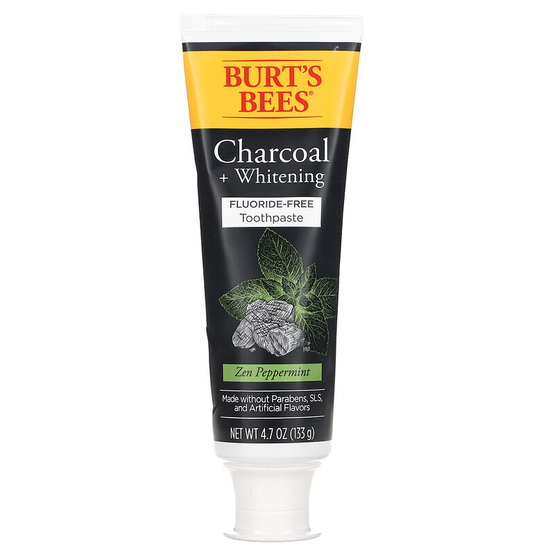  Burt's Bees, Зубная паста без фтора, древесный уголь + отбеливание, перечная мята дзен, 133 г (4,7 унции)