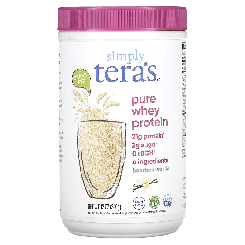 Simply Tera's, Grass Fed, Simply Pure Whey Protein, бурбонская ваниль, 340 г (12 унций)