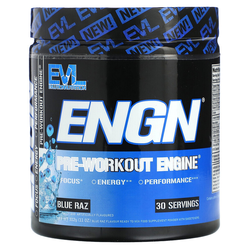 EVLution Nutrition, ENGN, Pre-Workout Engine, Blue Raz, 312 г (11 унций)