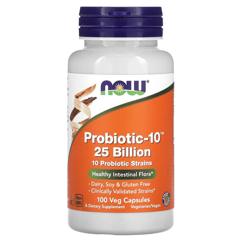 NOW Foods, Probiotic-10, 25 млрд, 100 растительных капсул