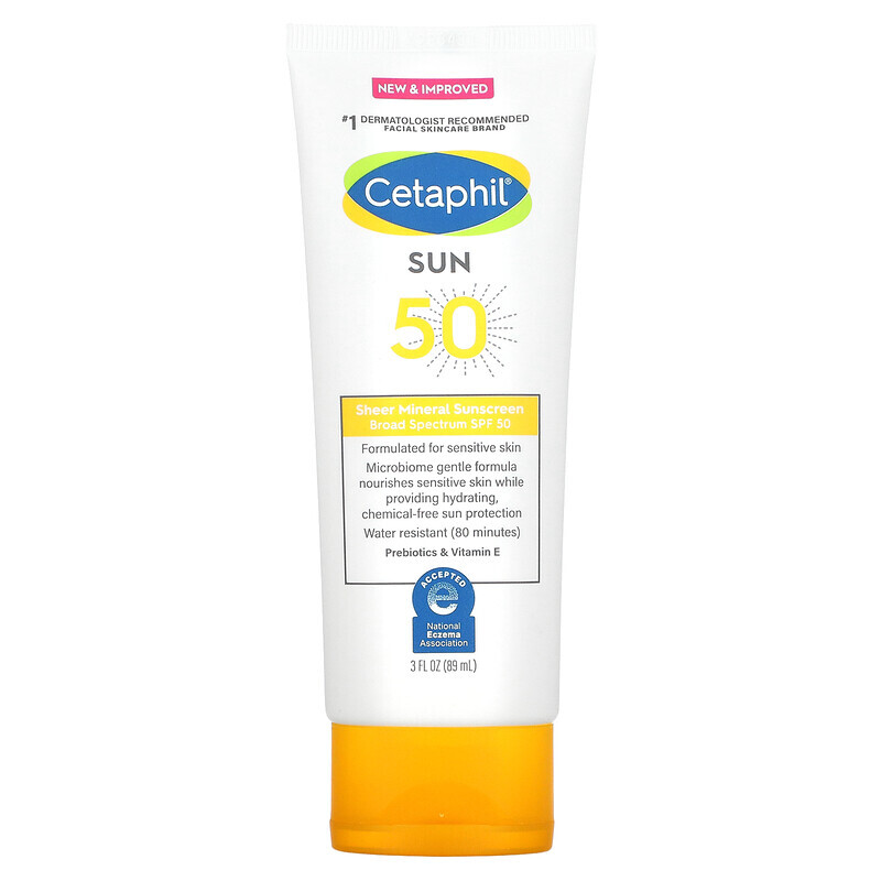 Солнцезащитные средства  Well Be Cetaphil, Минеральное солнцезащитное средство широкого спектра действия, SPF 50, 89 мл (3 жидк. Унции)