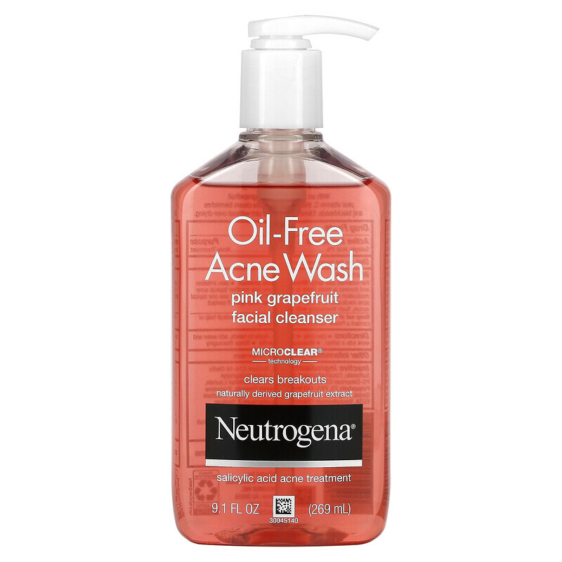 Очищающие средства для лица  Well Be Neutrogena, Oil-Free Acne Wash, Pink Grapefruit Facial Cleanser, 9.1 fl oz (269 ml)