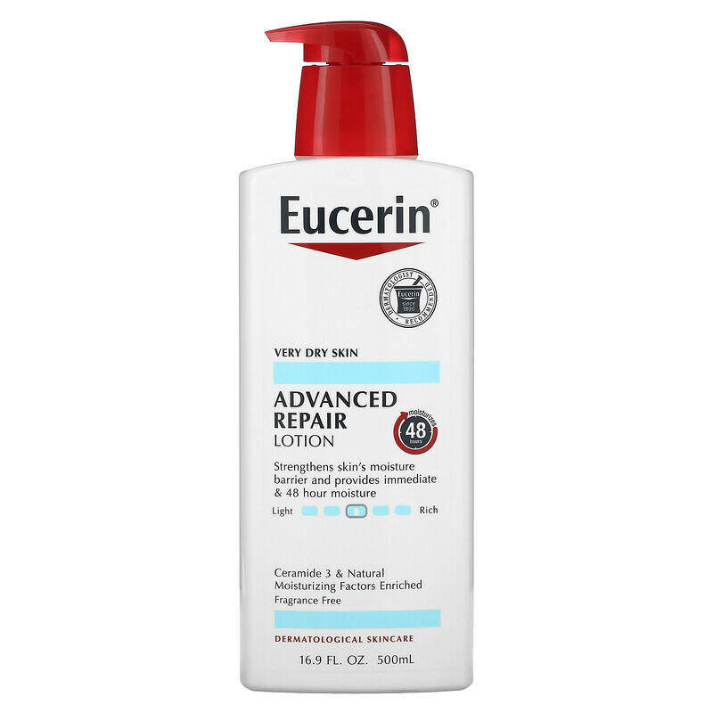 Eucerin, улучшенный восстанавливающий лосьон, без запаха, 500 мл (16,9 жидких унций)