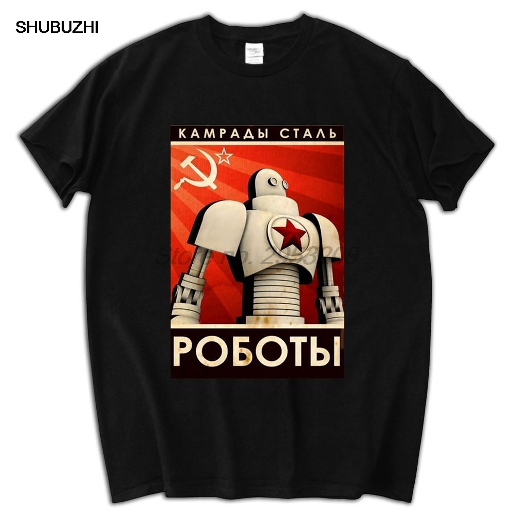 Футболка с короткими рукавами «Коммунистический робот CCCP», хлопковая футболка унисекс, новая брендовая футболка «Шубужи», размер евро, футболка унисекс L