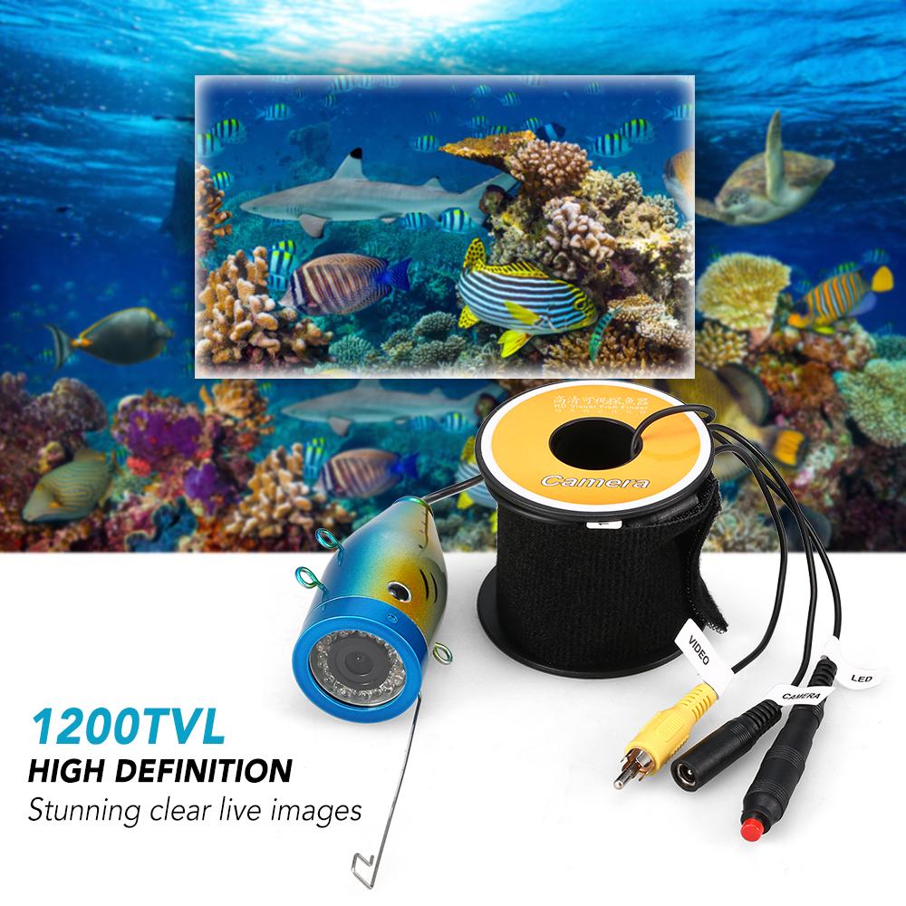 1200TVL Камера для подводной рыбалки 24 светодиода Ночное видение Водонепроницаемая форма рыбы Лодка Подледная рыбалка 15m