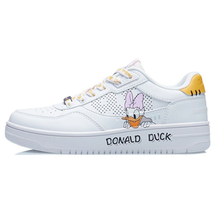 Disney X Li Ning Classic Non-Slip Lightweight Low-Top Sneakers Women sneakers White Yellow AGCS146-2 35⅔