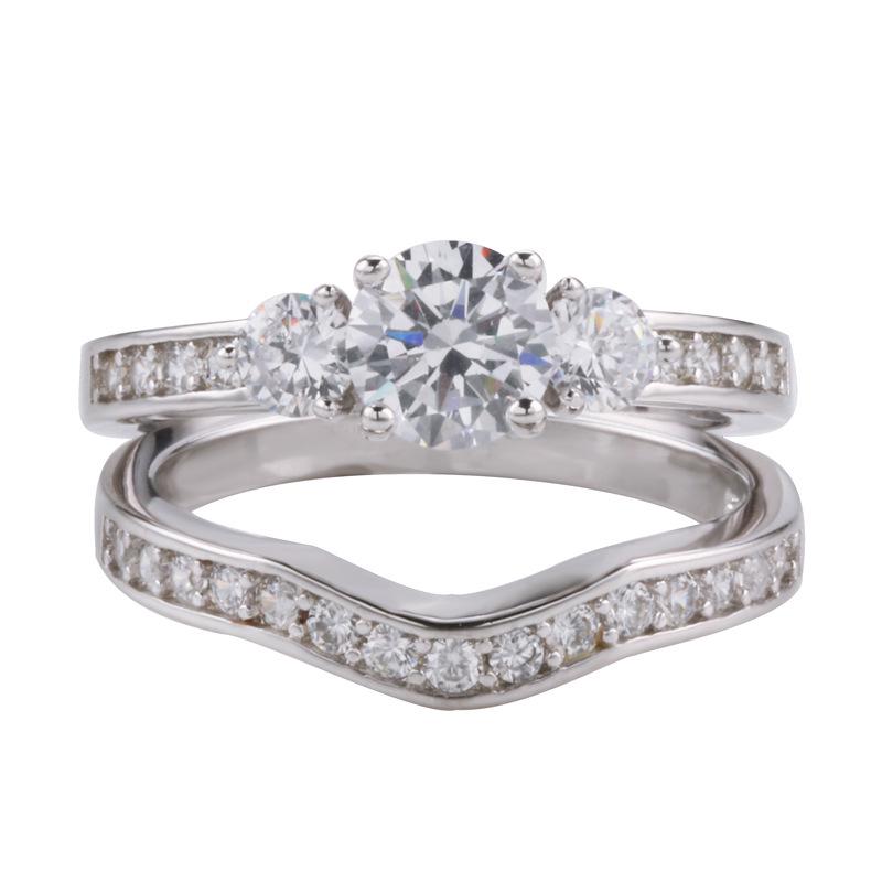 Set Cincin Pernikahan Pengantin Putih Wanita Mewah Asli Perhiasan Emas 18K Asli Emas Asli dengan Cincin Pertunangan Berlian untuk Wanita 10