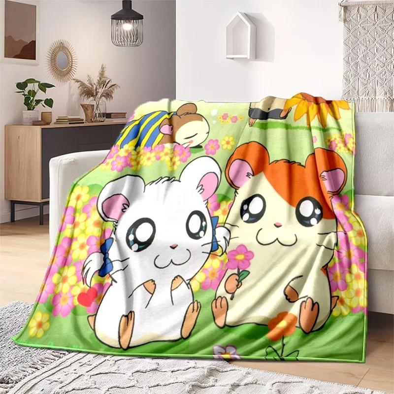 Мягкое одеяло Hamtaro Cartoon, мягкое домашнее одеяло, милая мышка, детская тонкая простыня для дивана, теплое одеяло на все времена года 75x100CM 30x40nch