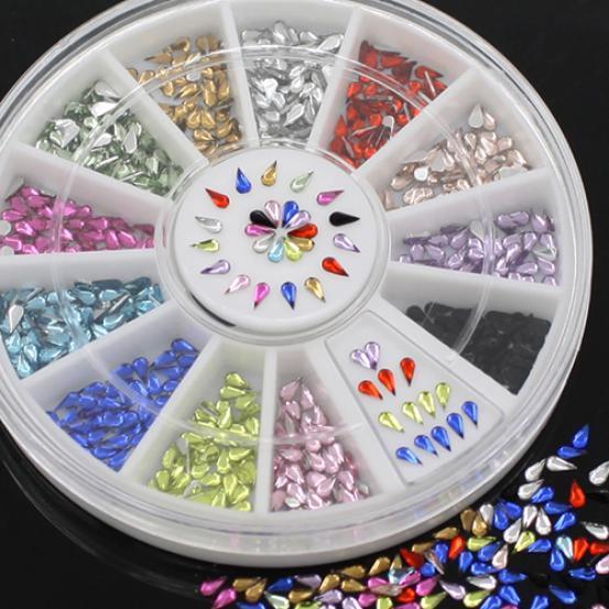 3 мм наклейки для украшения ногтей Waterdrop Rhinestone 12 цветов DIY Колесо для ногтей