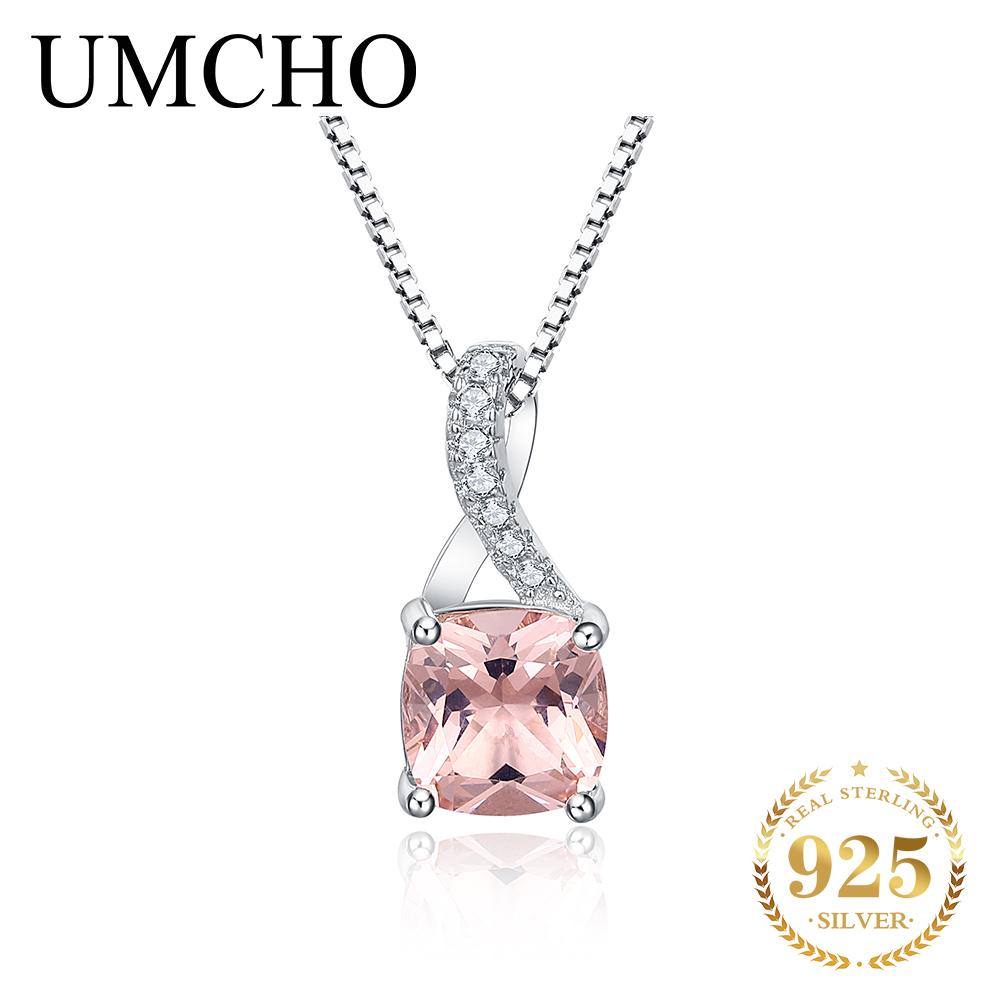UMCHO S925 изумрудные подвески с драгоценными камнями для женщин, натуральная подвеска-пасьянс, ожерелье, брендовые украшения для подруги without chain изумрудный