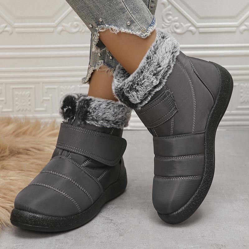 Waterproof Snow Boots for Women Fashion Faux Fur Plush Winter Ankle Boots Woman Comfortable Non-Slip Warm Cotton Padded Shoes 35 чёрный